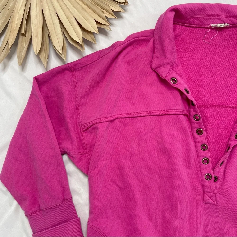 Anthropologie Pink Button-Detail Sweatshirt - Picture 6 of 9